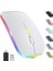 LED Kablosuz Fare, Şarj Edilebilir Ince Sessiz Fare 2.4g Taşınabilir Mobil Optik Ofis Faresi, USB ve Type-C Alıcılı, 3 Ayarlanabilir Dpı (Beyaz) ST-001 (Yurt Dışından) 1
