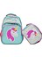 3 Bölmeli Ilkokul Okul Sırt Çantası ve Beslenme Çantası Unicorn Turkuaz-Pembe 1