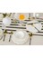Adler Gold Çizgili Sade Bone China 24 Parça Yuvarlak Beyaz Yemek Takımı 1