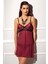 Kadın Frida Bordo Ince Askılı Kombinezon Takım EDY4223 1