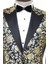 Gold Gül Desenli Slim Fit Lacivert Erkek Smokin Ceket 3