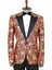 Gold Gül Desenli Slim Fit Bordo Erkek Smokin Ceket 2