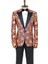 Gold Gül Desenli Slim Fit Bordo Erkek Smokin Ceket 4