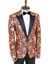 Gold Gül Desenli Slim Fit Bordo Erkek Smokin Ceket 5