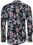 Çiçek Kuş Desenli Slim Fit Uzun Kollu Siyah Erkek Gömlek 4