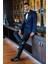 Hipnoz Desen Sivri Yaka Slim Fit Lacivert Erkek Smokin Ceket 1