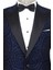 Hipnoz Desen Sivri Yaka Slim Fit Lacivert Erkek Smokin Ceket 3