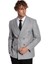 Kruvaze Slim Fit Çizgili Gri Erkek Ceket 4