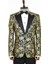 Gold Gül Desenli Slim Fit Siyah Erkek Smokin Ceket 2