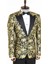 Gold Gül Desenli Slim Fit Siyah Erkek Smokin Ceket 4
