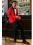 Nokta Desenli Slim Fit Kırmızı Erkek Smokin Ceket 1