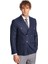 Kruvaze Slim Fit Çizgili Lacivert Erkek Ceket 1