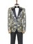 Gold Gül Desenli Slim Fit Lacivert Erkek Smokin Ceket 5
