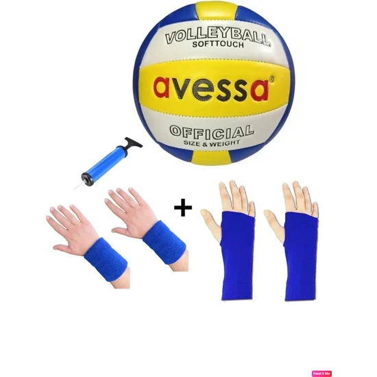Avessa VL-1000 Set Voleybol Topu Soft Touch Deri 3 Astar + Pompa + Çift Kolluk + Çift Havlu Bileklik