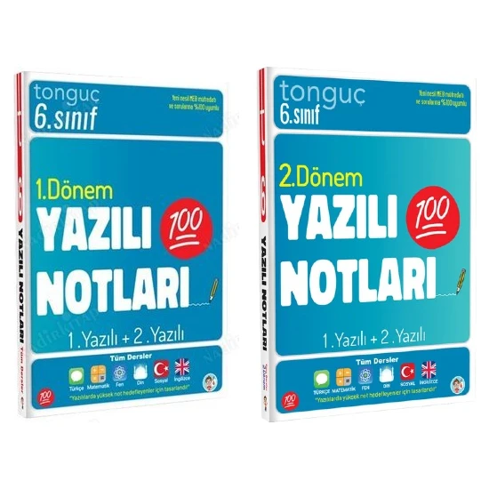 Tonguç Akademi 6. Sınıf Yazılı Notları 1. Dönem ve 2. Dönem 1 ve 2. Yazılı Seti