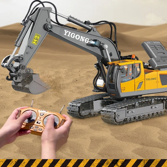 Mofy Baby Işıklı Sesli Full Fonksiyon Metal Hareketli Kepçe 2.4ghz Uzaktan Kumandalı 680° Rotasyon Excavator