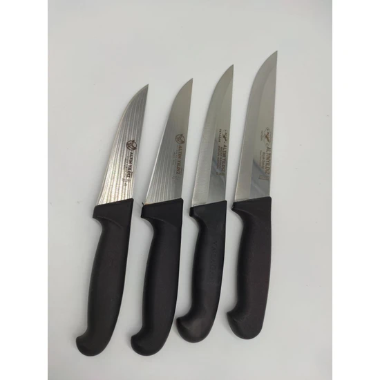 Yatağan Altınyıldız Mutfak Bıçak Seti 4'lü Et Ekmek Sebze Meyve Soğan Et Şef Bıçağı Kasap Bıçağı Kaymaz Saplı