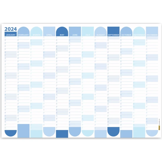 Bialdım 2024 Yıllık Planlayıcı Duvar Takvimi | Mavi | 2024 Yılı Planlayıcısı | Aylık Planlayıcı | 100X70 cm