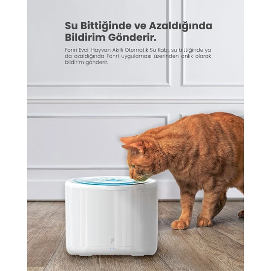 Fonri Evcil Hayvan Akıllı Otomatik Su Kabı, 2 Litre, Kedi Köpek Su Pınarı, Uzaktan, Sesli Kontrol