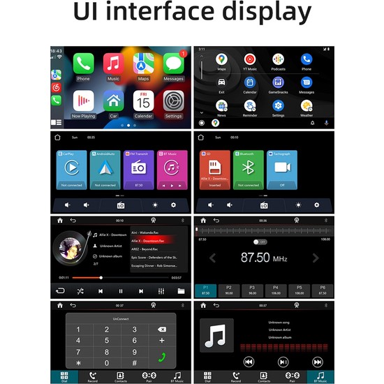 Gui Xulian Dashcam, Dash Mount Carplay ve Android Auto, Araç Stereo Bluetooth, Ayna Bağlantısı, Fm,