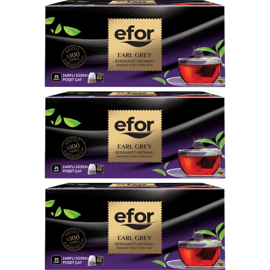 Efor Earl Grey Bardak Poşet Çay 2 gr x 25'li (3 Paket)