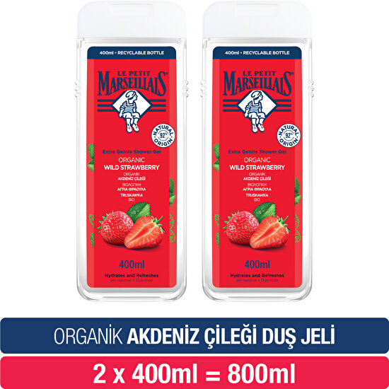 Le Petit Marseillais Akdeniz Çileği Duş Jeli 400 ml x 2 Adet Lif Hediyeli