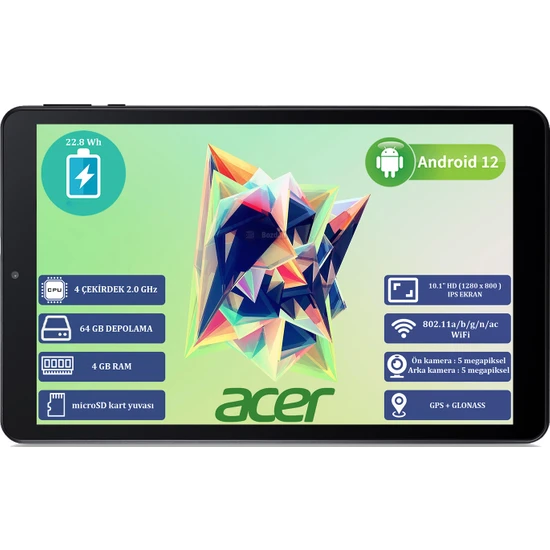 Acer Iconia A10 4 GB Ram 64 GB SSD 10.1 Hd (1280 x 800 ) IPS Yeni Nesil Android Tablet NT.LG0EY.001