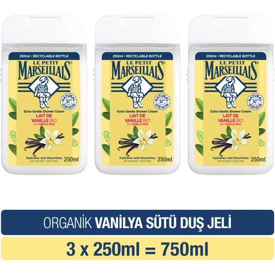 Le Petit Marseillais Vanilya Sütü Duş Jeli 250 ml x 3 Adet