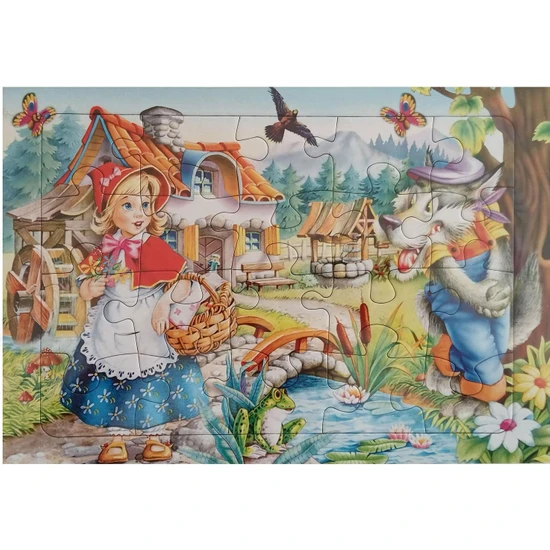 Kzl Puzzle Kırmızı Başlıklı Kız ve Kurt Resimli Çocuk Puzzle Karton 32X23 cm