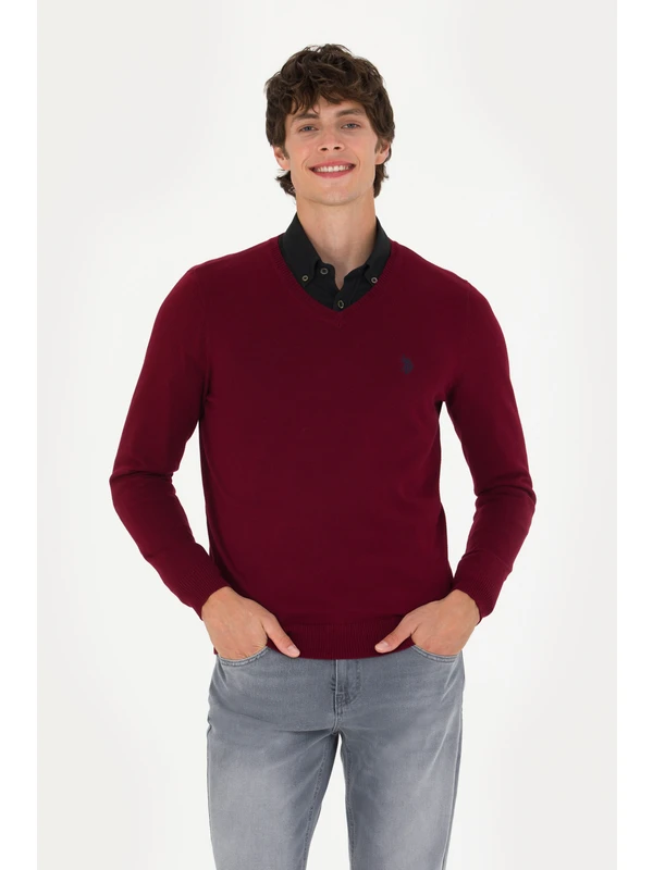 U.S. Polo Assn. Erkek Bordo Triko Kazak 50275819-VR014