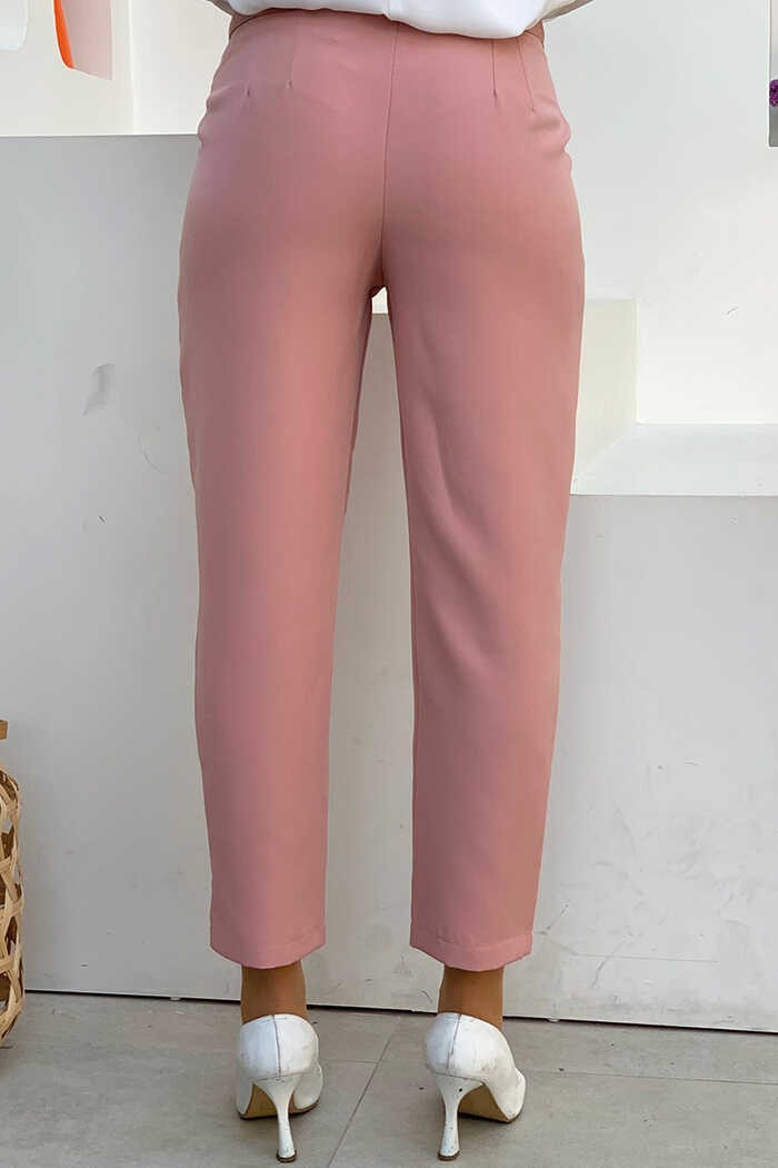 Bym Fashion Fermuarlı Cep Detaylı Kalem Pantolon 0201 Pudra görsel 2