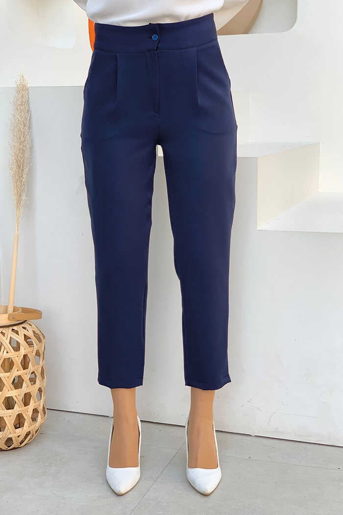 Bym Fashion Fermuarlı Cep Detaylı Kalem Pantolon 0201 Lacivert