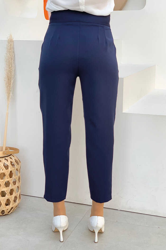 Bym Fashion Fermuarlı Cep Detaylı Kalem Pantolon 0201 Lacivert görsel 2