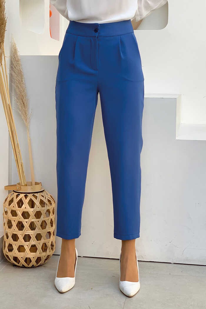 Bym Fashion Fermuarlı Cep Detaylı Kalem Pantolon 0201 İndigo