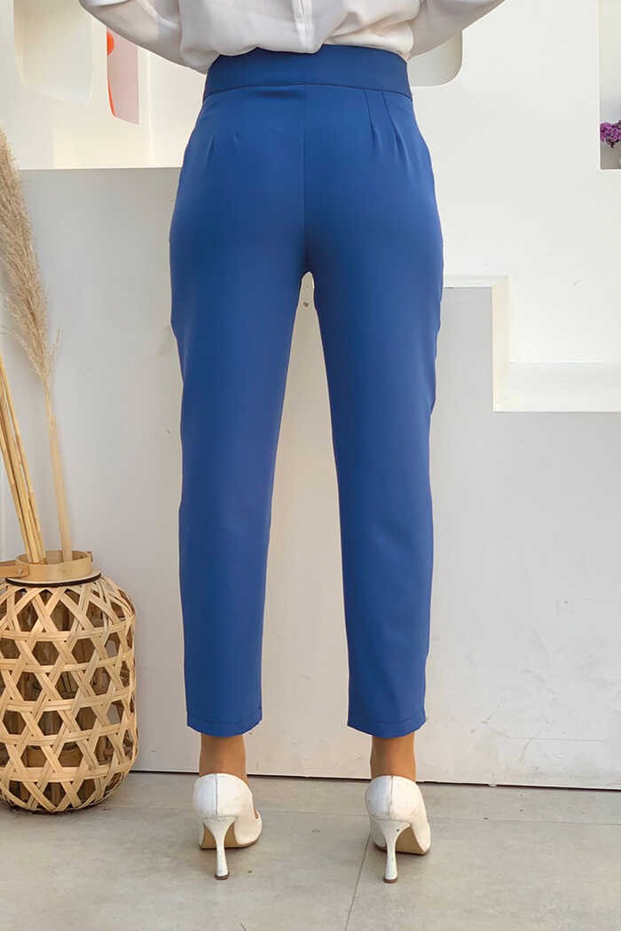 Bym Fashion Fermuarlı Cep Detaylı Kalem Pantolon 0201 İndigo görsel 2