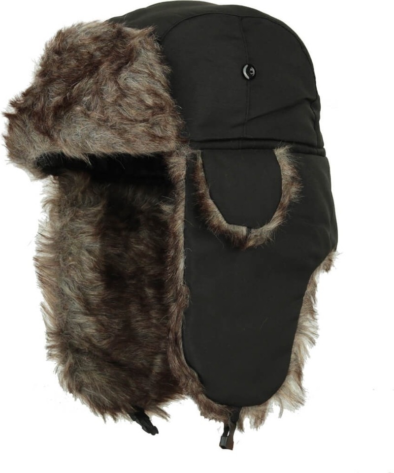 CosmoOutlet Cosmo Outlet Suni Kürk Detaylı Alt ve Üst Ayarlamalı Unisex Siyah Pilot Beresi görsel 2