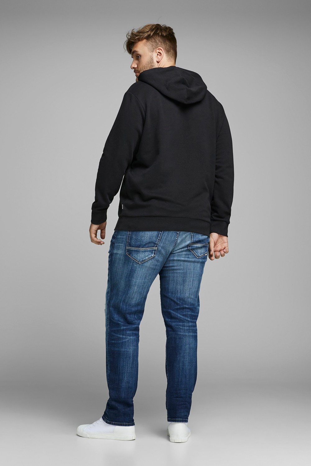 Jack & Jones Plus Jjecorp Pamuklu Kapüşonlu Kanguru Cepli Regular Fit Sweat Erkek Sweat 12163777 görsel 2