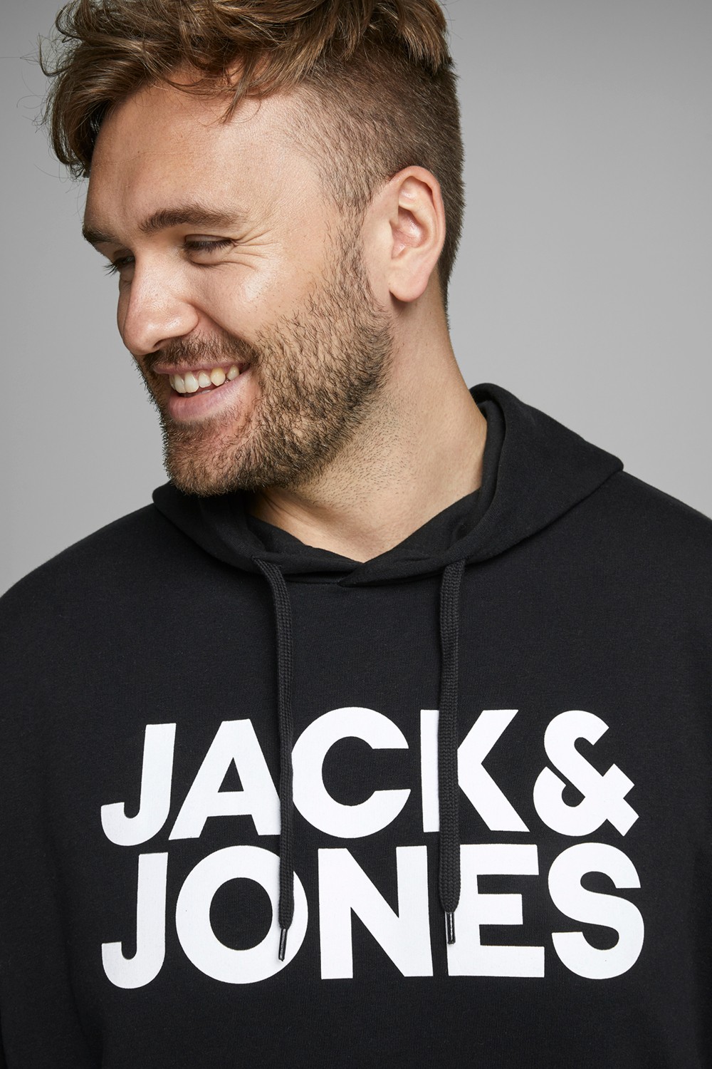 Jack & Jones Plus Jjecorp Pamuklu Kapüşonlu Kanguru Cepli Regular Fit Sweat Erkek Sweat 12163777 görsel 3