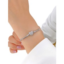 ÇLK Accessories Pandora Model Bileklik Taşlı Kalp Bileklik