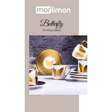 Morlimon Butterfly Porselen 12 Parça 6 Kişilik Kahve Fincan Takımı