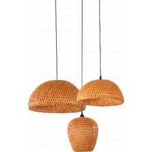 Bohem Bambu Boja Pendant 3'lü Set Sarkıt Avize Lamba - Iskandinav, Modern, Bohem, Rattan Aydınlatma