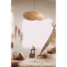 Bohem Bambu Elips Sarkıt Avize Lamba 60cm - Iskandinav, Modern, Bohem, Rattan Aydınlatma