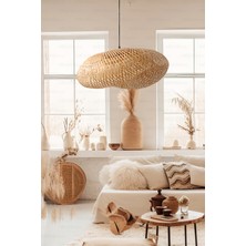 Naturel Home Bambu Elips Sarkıt Avize Lamba 80CM - Iskandinav, Modern, Bohem, Rattan Aydınlatma