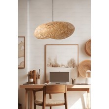 Naturel Home Bambu Elips Sarkıt Avize Lamba 80CM - Iskandinav, Modern, Bohem, Rattan Aydınlatma