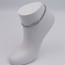 Hena Çelik Silver Baget Plaka Halhal