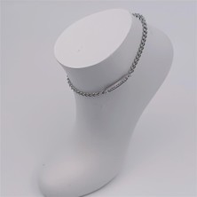 Hena Çelik Silver Baget Plaka Halhal