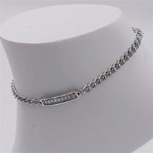 Hena Çelik Silver Baget Plaka Halhal