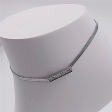 Hena Çelik Silver Baget Taşlı Italyan Halhal