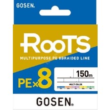 Gosen X8 Roots Pe 0.8 0,153MM 8 Kat Örgü Spin Ip Misina 150MT Multicolor