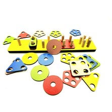 212TOYZZ 212TOYZ Ahşap Oyuncak Geometrik Şekil Yerleştirme 5'li Diktörgen Bult